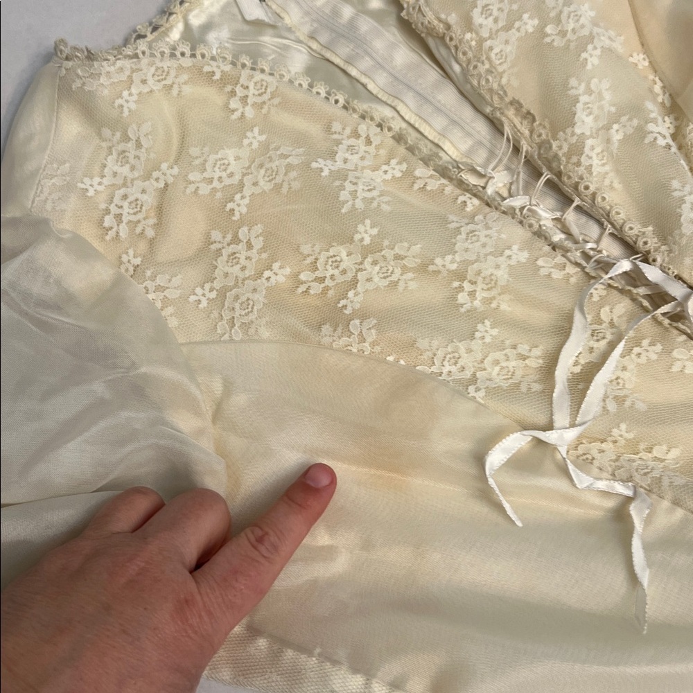 HANDMADE VINTAGE LONG LACE-UP  COTTAGECORE BOHO WEDDING GOWN 60’s/70’s - Picture 15 of 17
